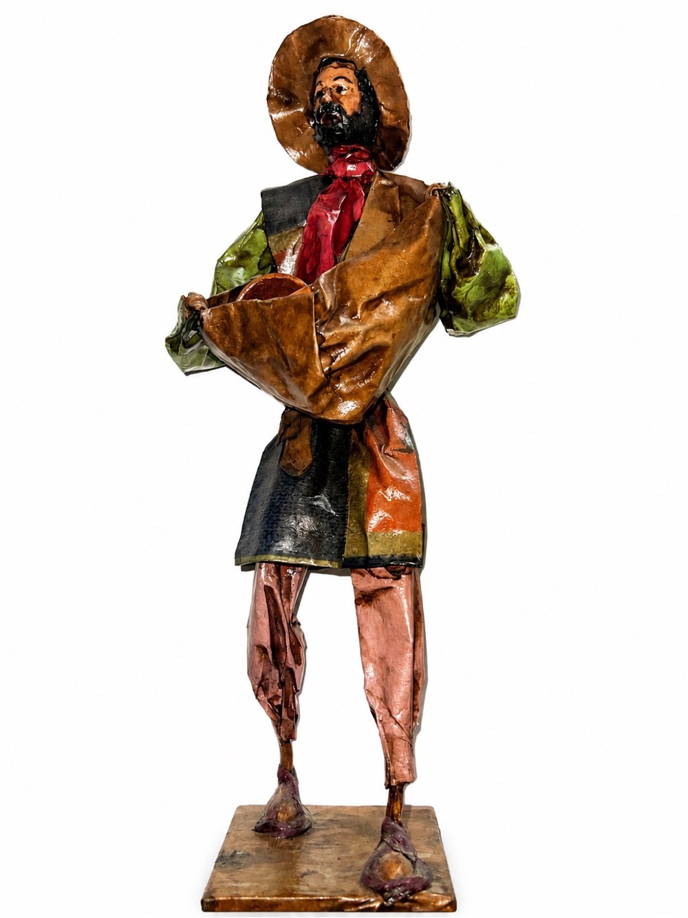 Mexican Paper Mache Figurine Decorative Accent in Multicolor